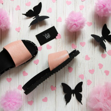 Шльопанці зі шкіри кольору пудри Арт. 10-9/125