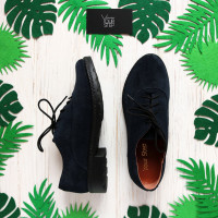 Туфли из замши синего цвета Арт. 05-6/129