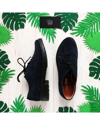 Туфли из замши синего цвета Арт. 05-6/129