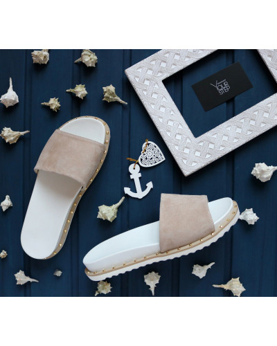 Шльопанці бежевого кольору Арт. 10-9/125