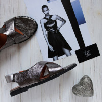 Сандали из кожи цвета темное серебро Арт. 10-17Lib