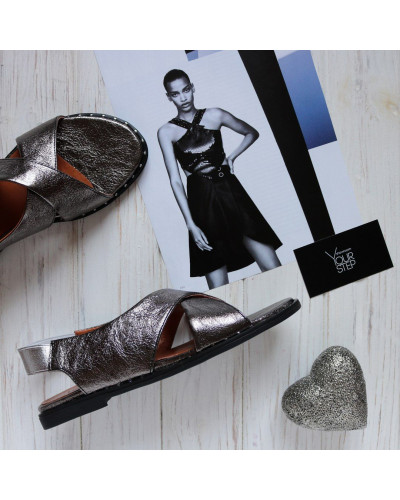 Сандали из кожи цвета темное серебро Арт. 10-17Lib