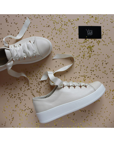 Кеди із бежевої шкіри Арт. 33-1/143-0015