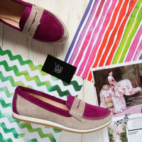 Мокасины из натуральной замши двух цветов Арт. 05-10(Am4)