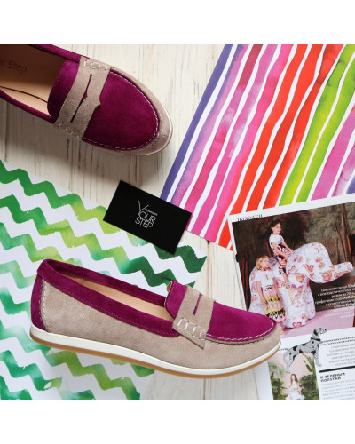 Мокасины из натуральной замши двух цветов Арт. 05-10(Am4)