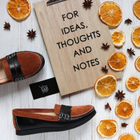 Мокасины из черной кожи с рыжими вставками Арт. 05-10(Am4)