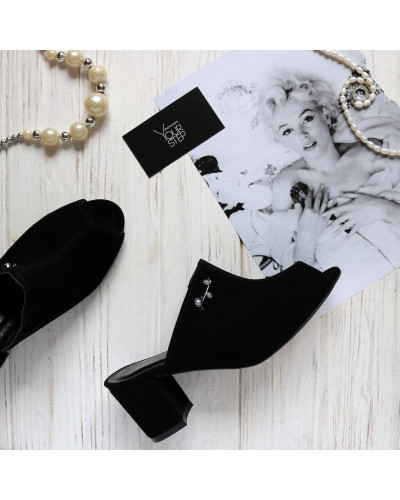 Мюлі із чорної замші Арт. 605-7Ок-3707