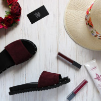 Шльопанці бордового кольору Арт. 10-9/125