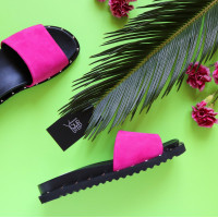 Шльопанці з замші кольору фуксії Арт. 10-9/125