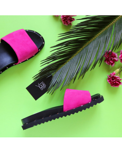 Шльопанці з замші кольору фуксії Арт. 10-9/125