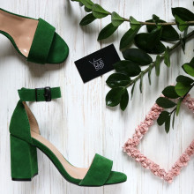 Босоніжки з зеленої замші Арт. 853-3/48Ок