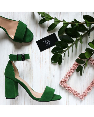 Босоніжки з зеленої замші Арт. 853-3/48Ок