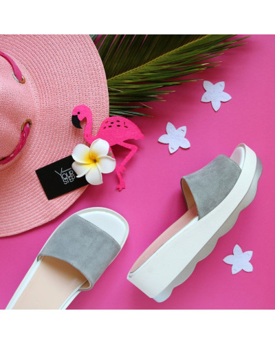 Шльопанці з сірої замші Арт. 228-1