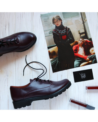 Туфли из кожи бордового цвета Арт. 05-6/129