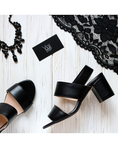 Босоніжки з натуральної чорної шкіри Арт.: 615-5Ок