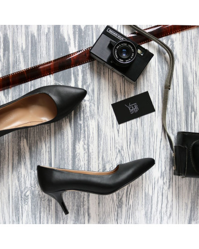 Туфлі-човники з чорної шкіри Арт. 657-1/36