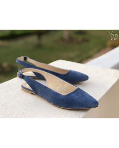 Слінгбеки з замші кольору джинс Арт.: 17-5