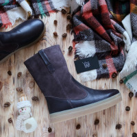 Полусапоги из кожи и замши цвета какао Арт. 12-2ZLs