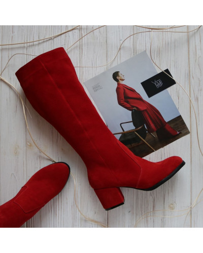 Чоботи червоного кольору Арт. 605-2Ок