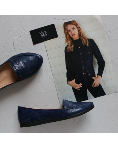 Балетки з яскраво-синього нубуку з принтом Арт. 16-3VG