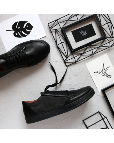 Кеди із чорної шкіри Арт. Om-2(Em)