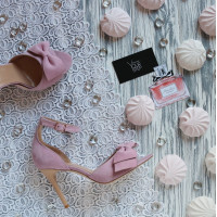 Босоніжки з рожевого велюру з бантом Арт. 95-11(2)-Бант