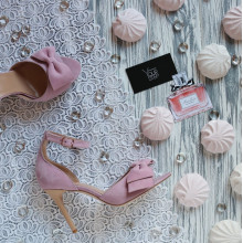 Босоніжки з рожевого велюру з бантом Арт. 95-11(2)-Бант