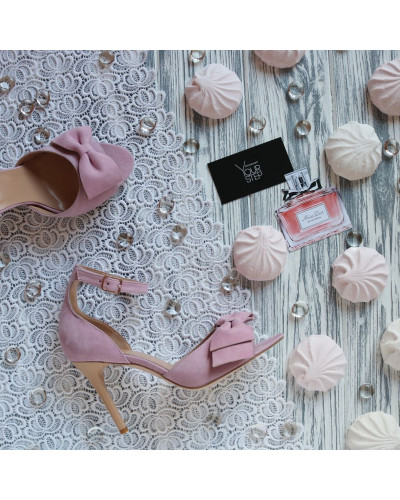 Босоніжки з рожевого велюру з бантом Арт. 95-11(2)-Бант