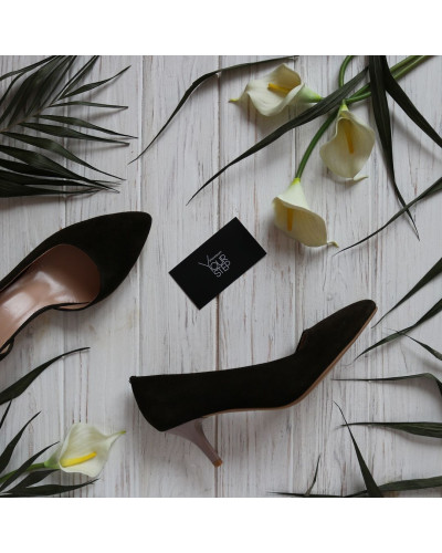 Туфлі-човники з замші кольору хакі Арт. 657-2/36