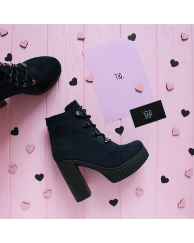 Ботинки из синей замши Арт. 18-10/836-0024