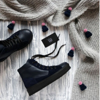 Ботинки из кожи и замши синего цвета 51-3/152