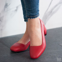 Туфли из красной кожи на низком каблуке Арт. 456-1/53Ок