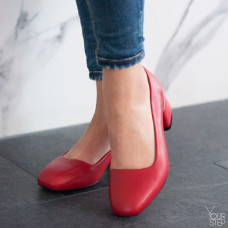 Туфли из кожи цвета пудры на блестящем низком каблуке Арт. 456-1/53Ок