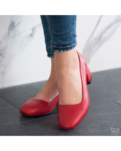 Туфли из красной кожи на низком каблуке Арт. 456-1/53Ок