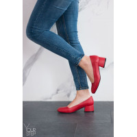 Туфли из красной кожи на низком каблуке Арт. 456-1/53Ок