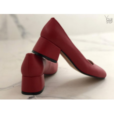 Туфли из красной кожи на низком каблуке Арт. 456-1/53Ок