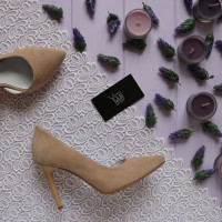 Туфлі-човники з бежевого велюру Арт. 35-5