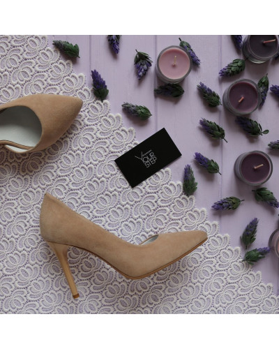 Туфлі-човники з бежевого велюру Арт. 35-5