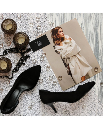 Туфлі-човники з чорної замші Арт. 657-2/36