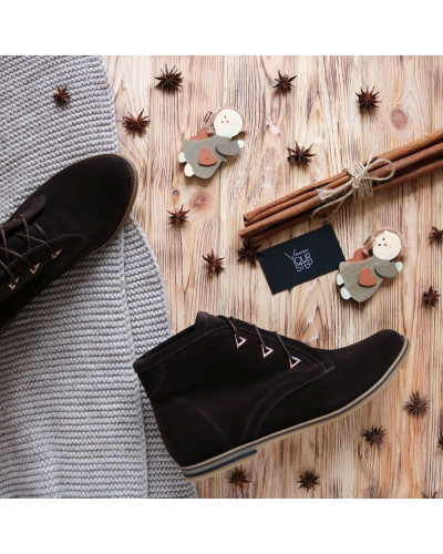 Черевики із замші кольору шоколад Арт. 12-5F/12