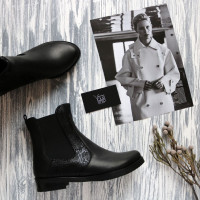 Челсі із чорної шкіри з принтом 12-1V