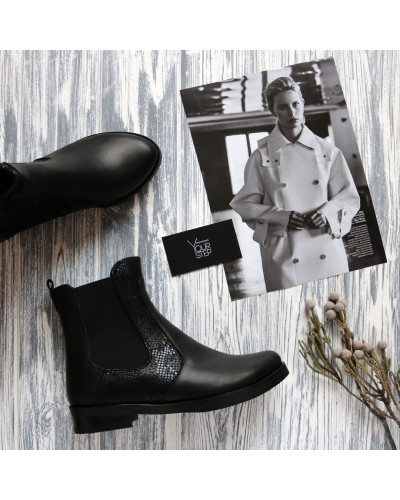 Челсі із чорної шкіри з принтом 12-1V