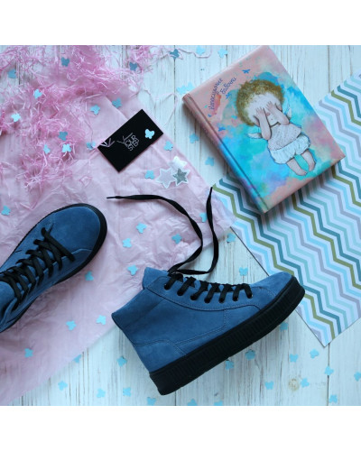 Ботинки из замши цвета джинс 51-3/152