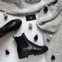 Челсі із синього нубука з принтом Арт. 12-1(S2)