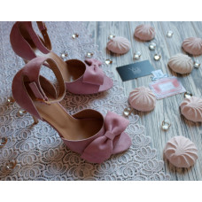 Босоніжки з рожевого велюру з бантом Арт. 95-11(2)-Бант