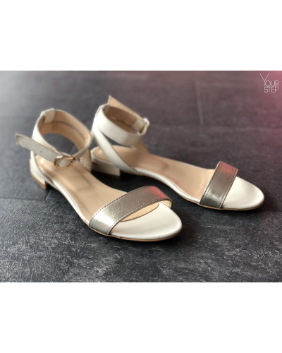 Босоножки из бежевой кожи с золотой вставкой Арт.: 06-2/33