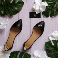 Балетки з чорної шкіри з декором Арт.: 17-1/3582