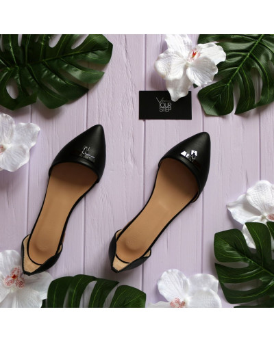 Балетки з чорної шкіри з декором Арт.: 17-1/3582