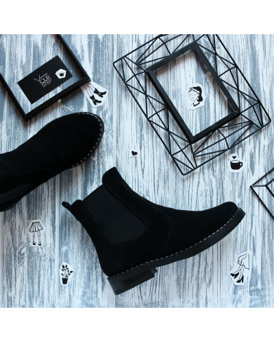 Челсі із чорної замші 12-1V(64)