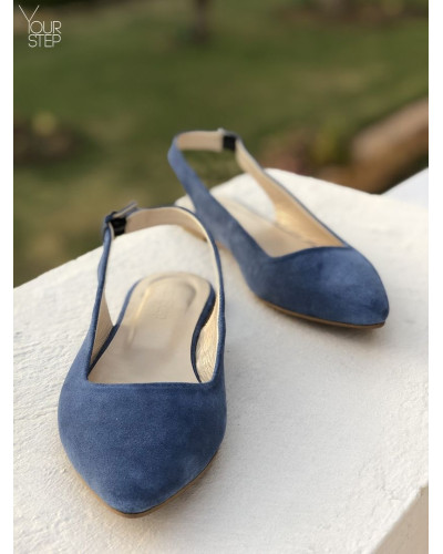 Слінгбеки з замші кольору джинс Арт.: 17-5